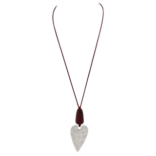 Merx Matt Silver Heart Red Agate Necklace