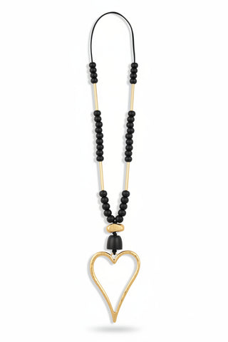 Merx Gold Wooden Bead Necklace
