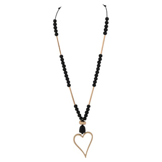 Merx Gold Wooden Bead Necklace