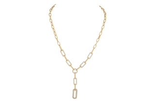 Merx Gold Rhinestone Paperclip Chain Necklace