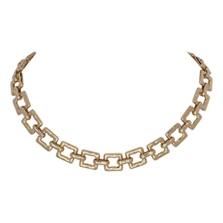 Merx Gold Hammered Square LInks Necklace