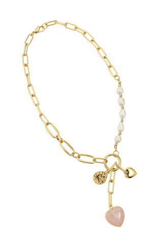 Merx Paperclip Rose Quartz Necklace