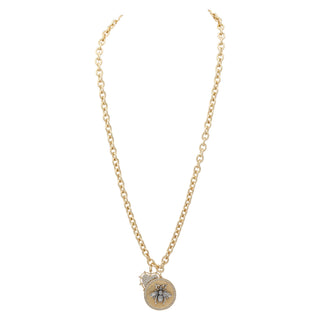 Merx Gold Bee & Heart Pendant Necklace