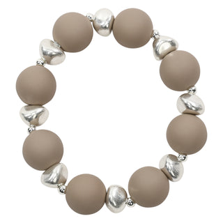 Merx Taupe Silver Bead Bracelet