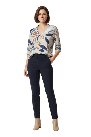 Softworks Leaf Print V neck Top