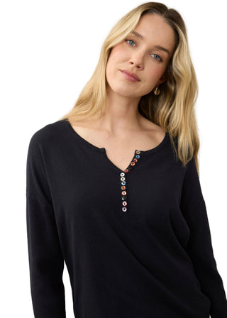 FDJ Notch Neck Ribbed Sweater