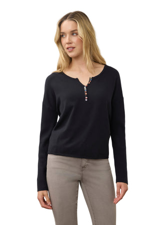 FDJ Notch Neck Ribbed Sweater