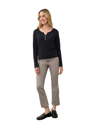 FDJ Notch Neck Ribbed Sweater
