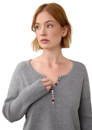 FDJ Notch Neck Ribbed Sweater