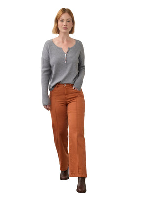 FDJ Notch Neck Ribbed Sweater