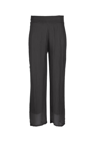 Black wide-leg pants on a white background