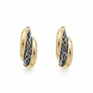 AquaLuxe Two Tone Rope Hoop Earring