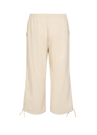 Beige wide-leg pants on a white background