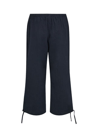 Black wide-leg pants on a white background