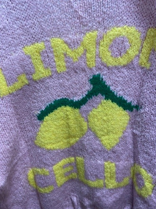 Text and lemon graphics on a textured purple background