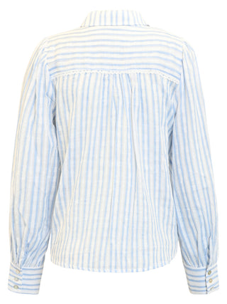Light blue and white striped shirt on a white background