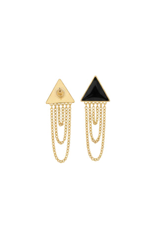 Aqualuxe Jet Enamel Triangle Earring