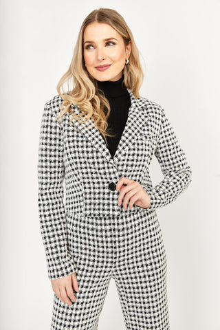 Hounds tooth print One button jacket