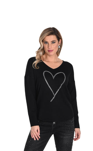 Rhinestone Heart Sweater