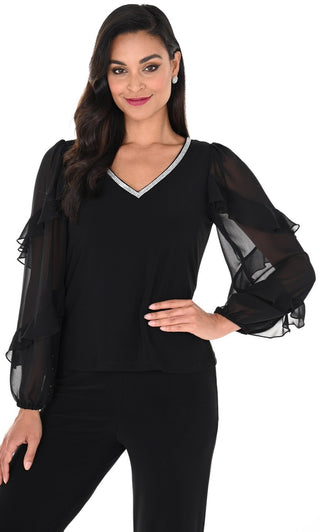 Frank Lyman Ladies Balloon Ruffle Sleeve Top - 248019