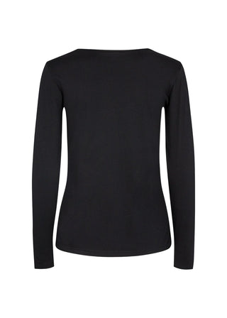Black long-sleeve top on a white background