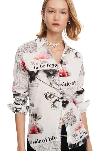 Desigual Floral text shirt