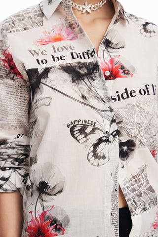 Desigual Floral text shirt