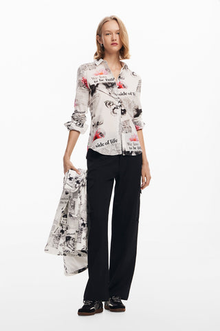 Desigual Floral text shirt