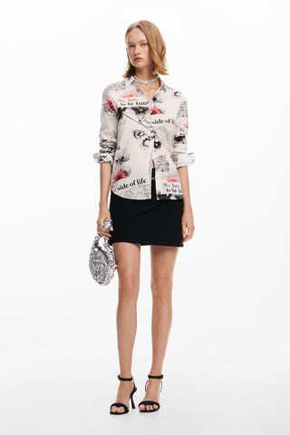 Desigual Floral text shirt