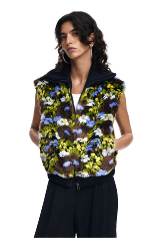 Desigual Combined floral jacket without sleeves