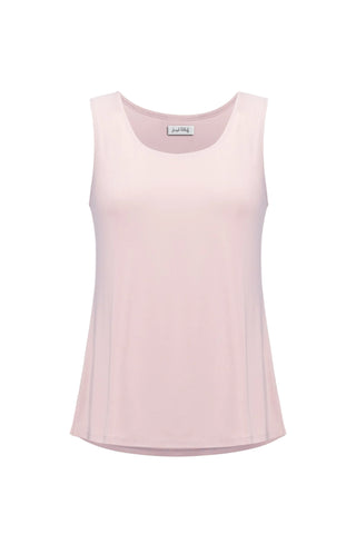 Pink sleeveless top on a light pink background
