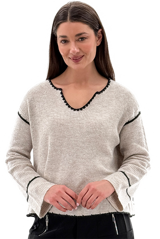 Orly Scalloped Neck Sweater
