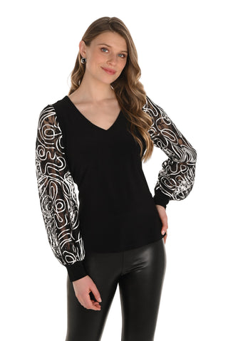 Frank Lyman Ribbon Detail Sleeve Top