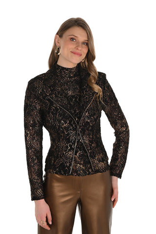 Frank Lyman Brocade Moto Jacket