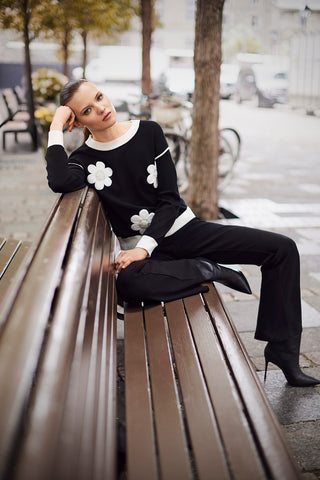 Frank Lyman Crochet Flower Sweater