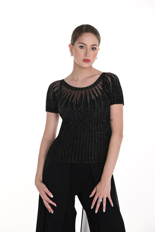 Frank Lyman Rhinestone Studded short sleeve top