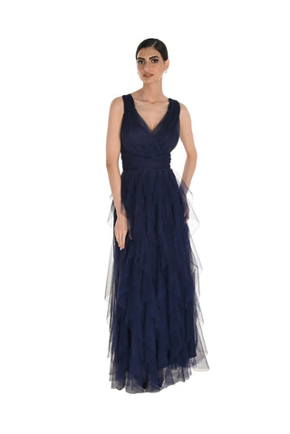 Frank Lyman Sheer Ruffled Gown