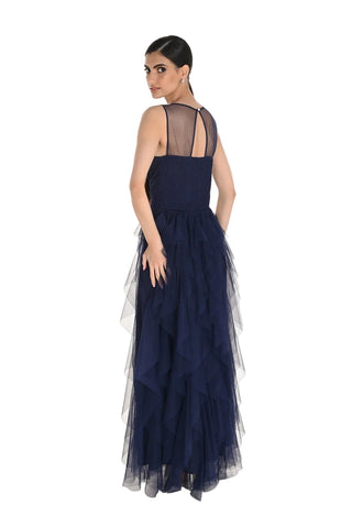 Frank Lyman Sheer Ruffled Gown