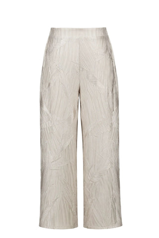 Beige textured pants on a white background