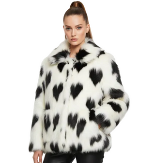 Funsport Faux Fur Heart Motif Coat