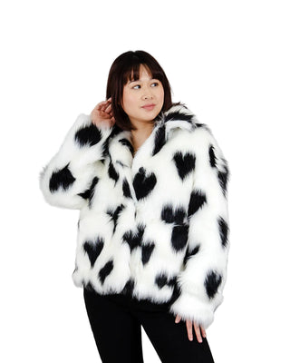 Funsport Faux Fur Heart Motif Coat