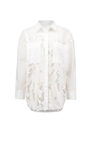 White lace blouse on a white background