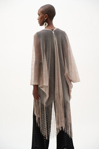 Joseph Ribkoff Open Stitch Cover-Up With Fringe