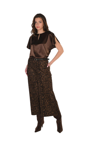 Frank Lyman Leopard Print Wide Pant