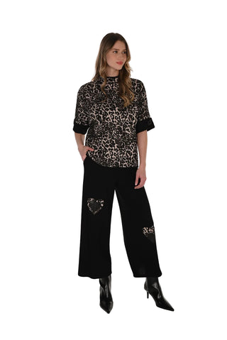 Frank Lyman Animal Print Heart Detail Pant