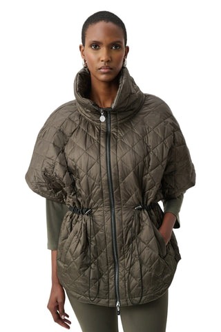 Joseph Ribkoff Quilted Nylon Shawl-Neck Boxy Vest