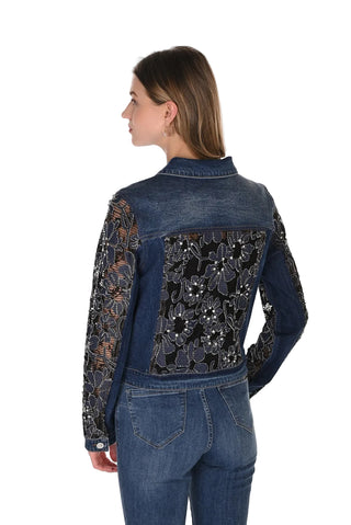 Frank Lyman Rhinestone And Lace Jean Jacket