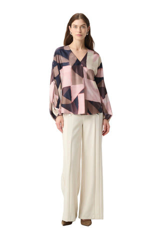 Joseph Ribkoff Geometric Print Recycled Satin Top