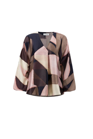 Joseph Ribkoff Geometric Print Recycled Satin Top