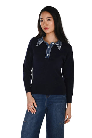 Frank Lyman Denim Collared Sweater